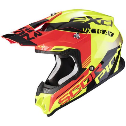 Motocross Helmet Cross Enduro Scorpion Vx 16 Arhus Yellow Red Fluo 84223